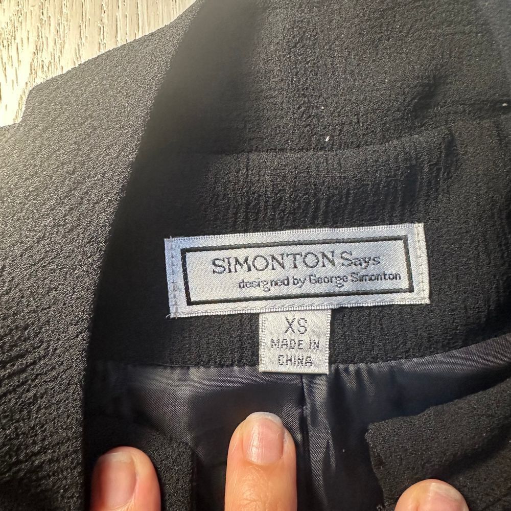 Simonton says designed by George jacket long sleeve blazer black pockets size xs - Picture 3 of 14
